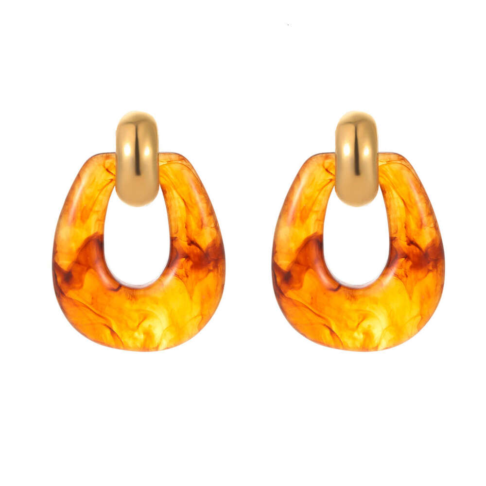 High-end Stainless Steel Irregular Resin Geometric Design Fashion Earrings