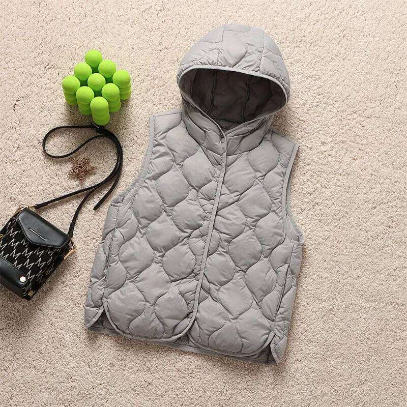 Designer Clothing 2025 2024 New Arrivals Women Fashion Ultralight Thin Hooded Down Jackets Spring Winter Female Korean Slim Fit Sleeveless Puffer Coat