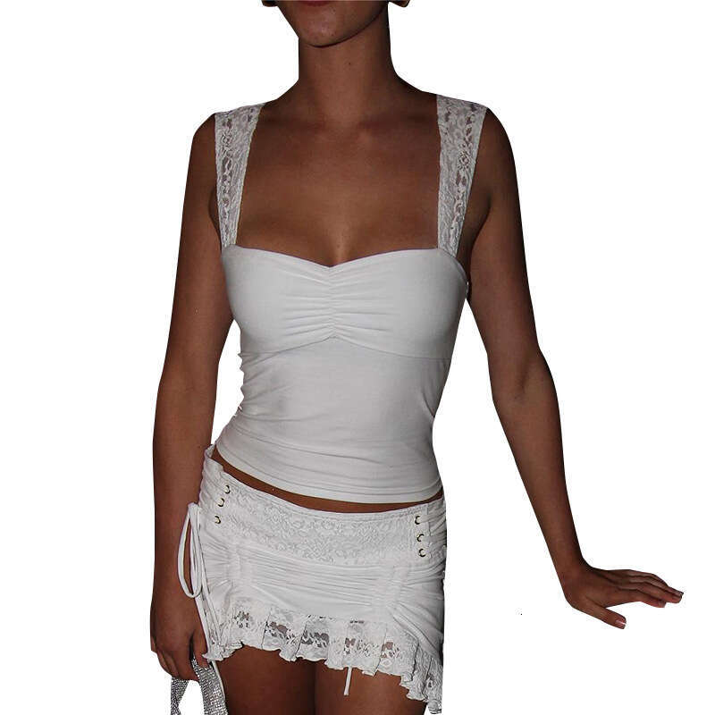 Ytp006 Spring Short Sleeve New Lace Strap Ruched Backless Tank Top For Women B5