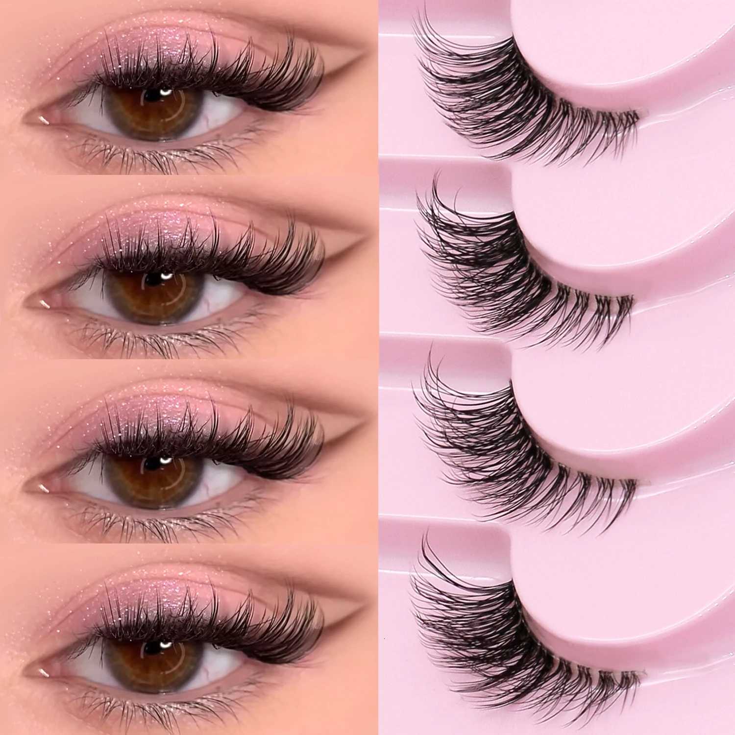 RINNEYA Half Eyelashes Natural Cat Eye Lashes Soft Wispy Clear Band Lashes With Winged Ends For Extended Eye Look Makeup Z250730