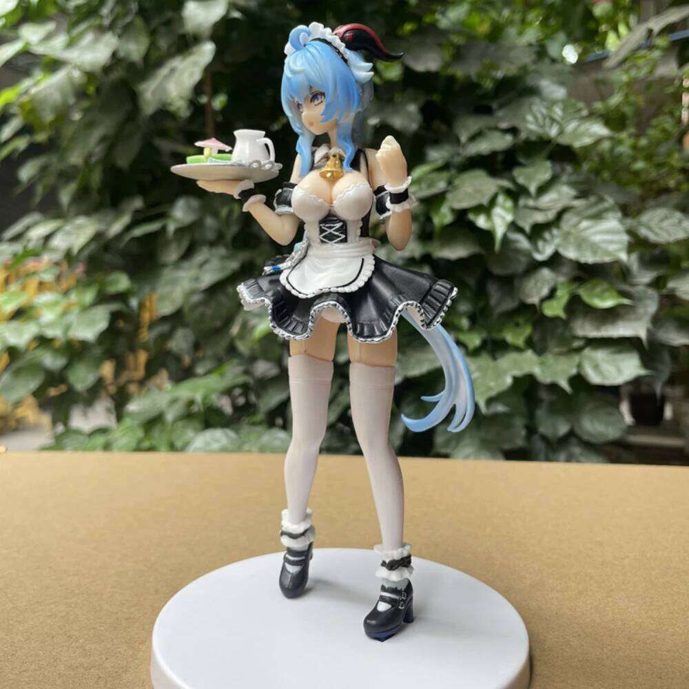 Game Character Beautiful Girl Ganyu Maid Tray Figurine, Desktop Ornament Gift
