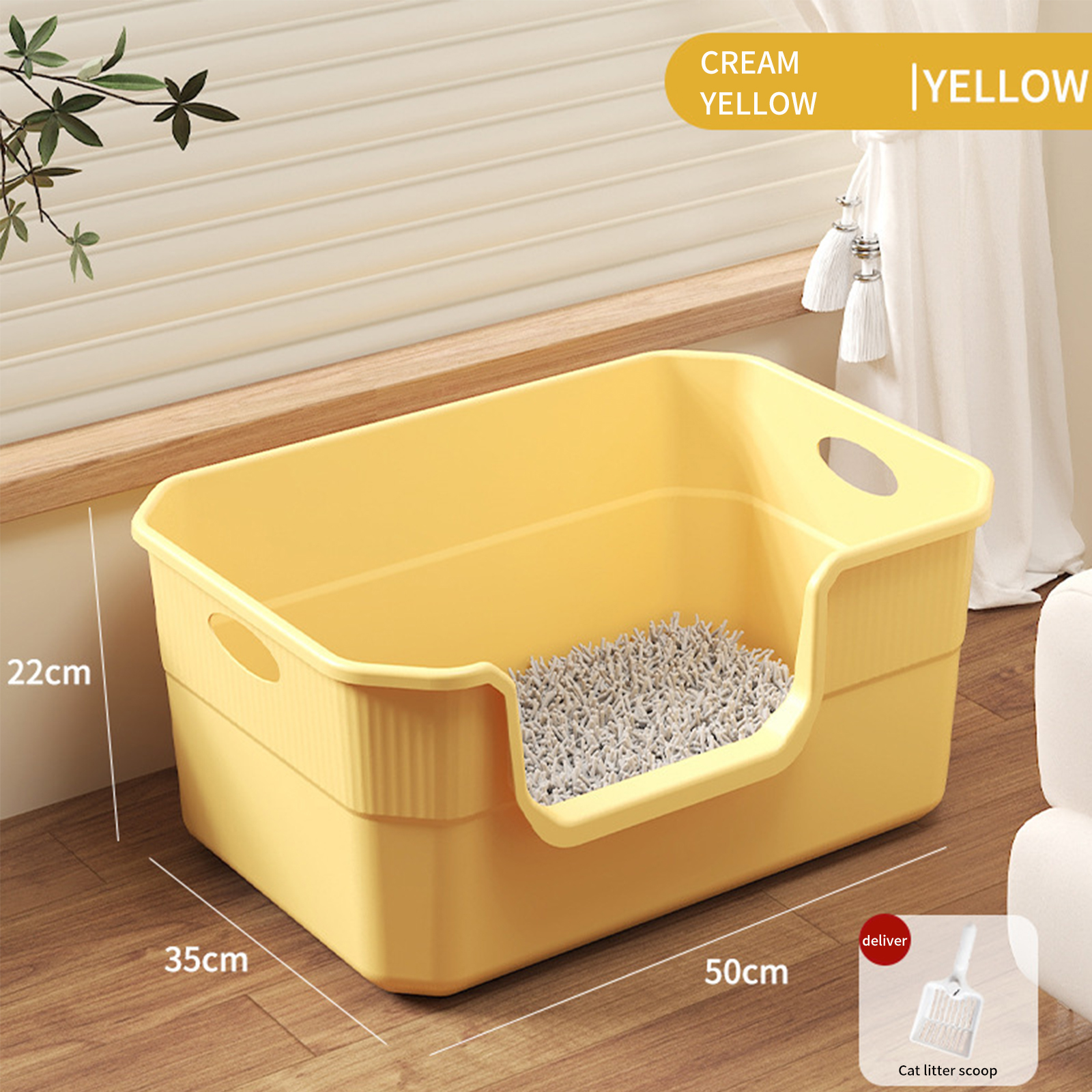 Extra large semi enclosed splash proof cat litter box cat toilet open box pet supplies
