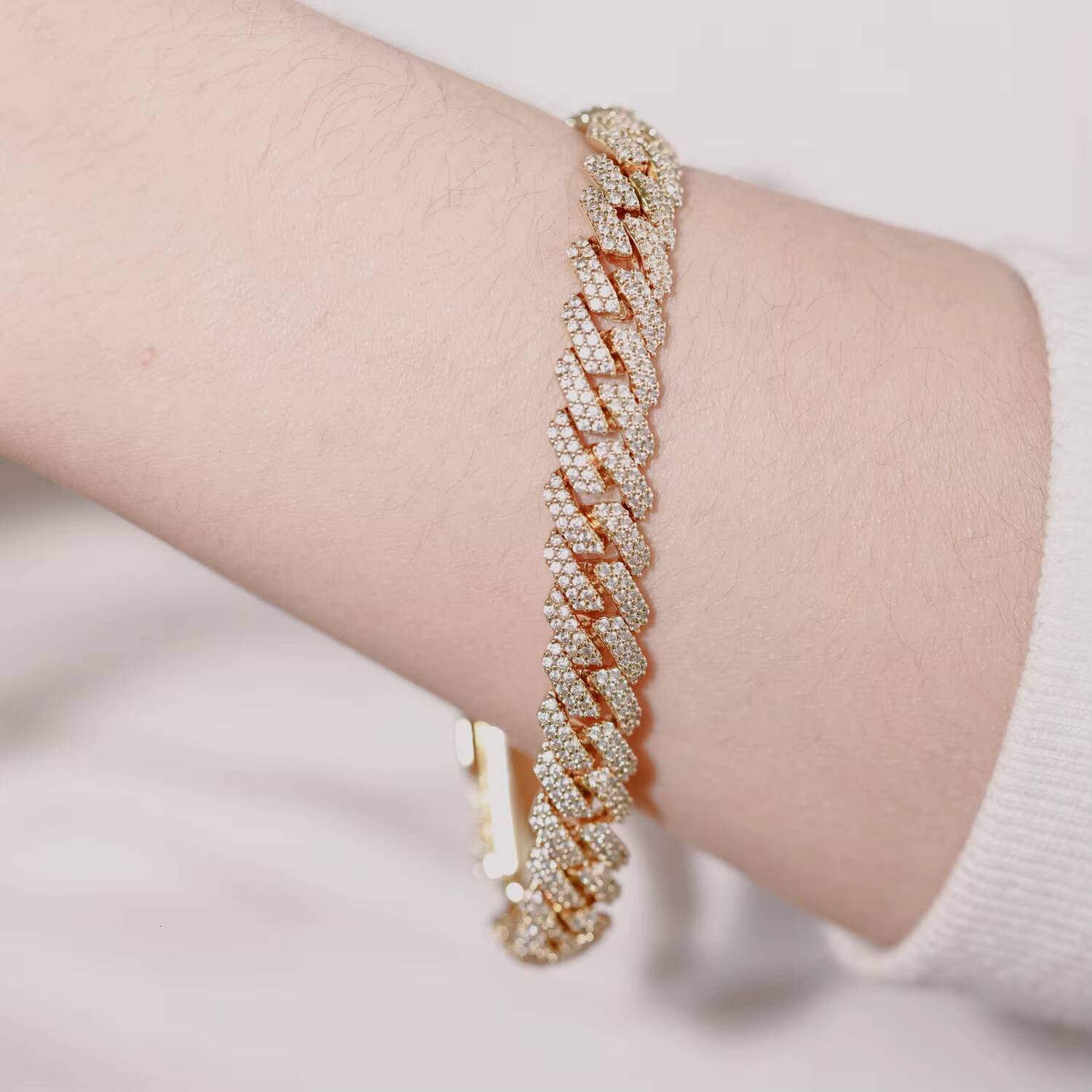 1pc Moissanite Bracelet Bangle Hip Hop Style S925 Silver Iced Out Necklace VVS Moissanite Men Necklace Bling Cuban Link Chain