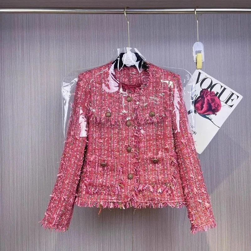 Spring Autumn Coat Women n Sense Korean Overcoat Fragrance Jacket Tweed Temperament Outwear Slim Fashion Top Female 250730