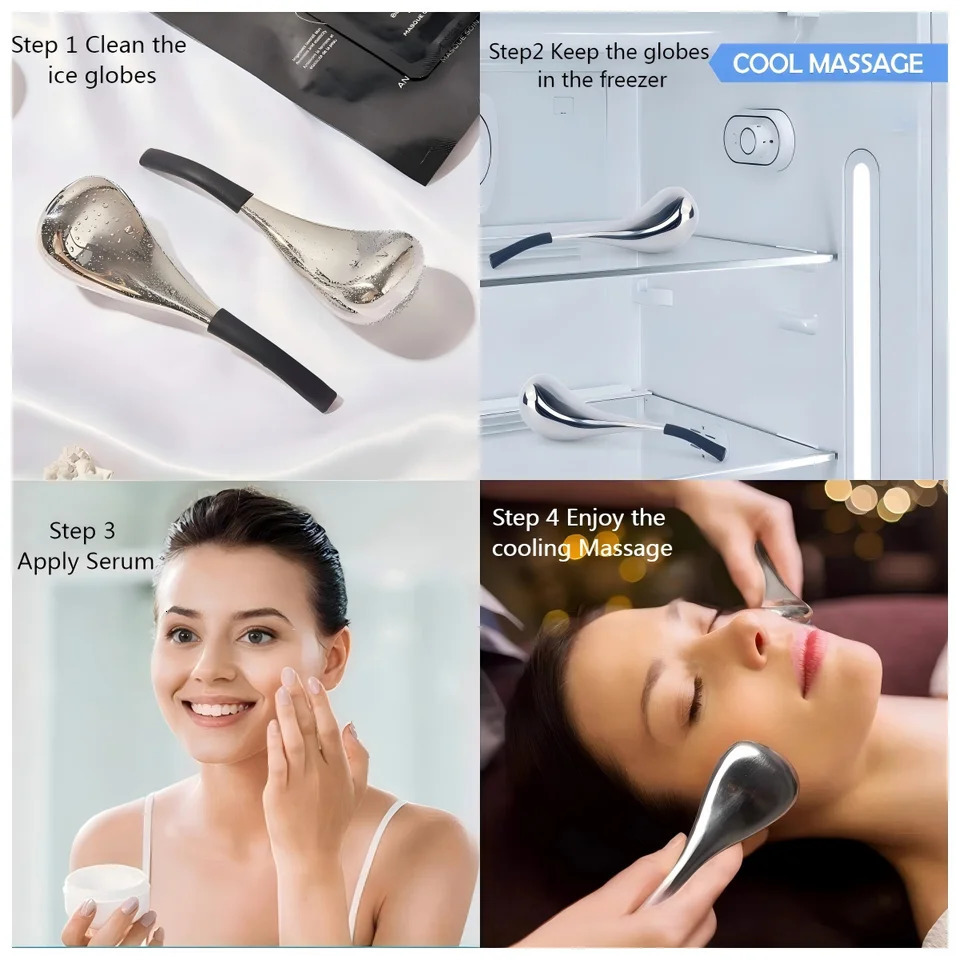 Ice Globes Facial Skin Care Tool for Face and Eyes Stainless Steel Beauty Cryo Sticks for Women Cooling Spa Globes Cold Roller 250726