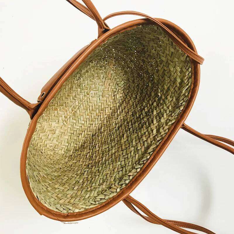 Summer straw 2025 new woven vacation beach customizable letter large capacity crossbody women's hand tote bag