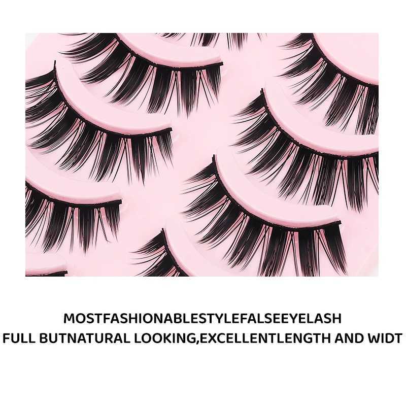 5 Pairs Manga Lashes Eyes Lashes Soft Natural Long Eyelashes Fake Lashes Anime Wispy Strip False Eyelashes Makeup Z250731