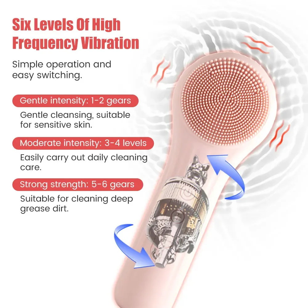 Sonic Silicone Facial Brush Cleaner Vibration Roller Massage Pore Deep Cleansing Scrubber Waterproof Face Exfoliating Cleanser 250726