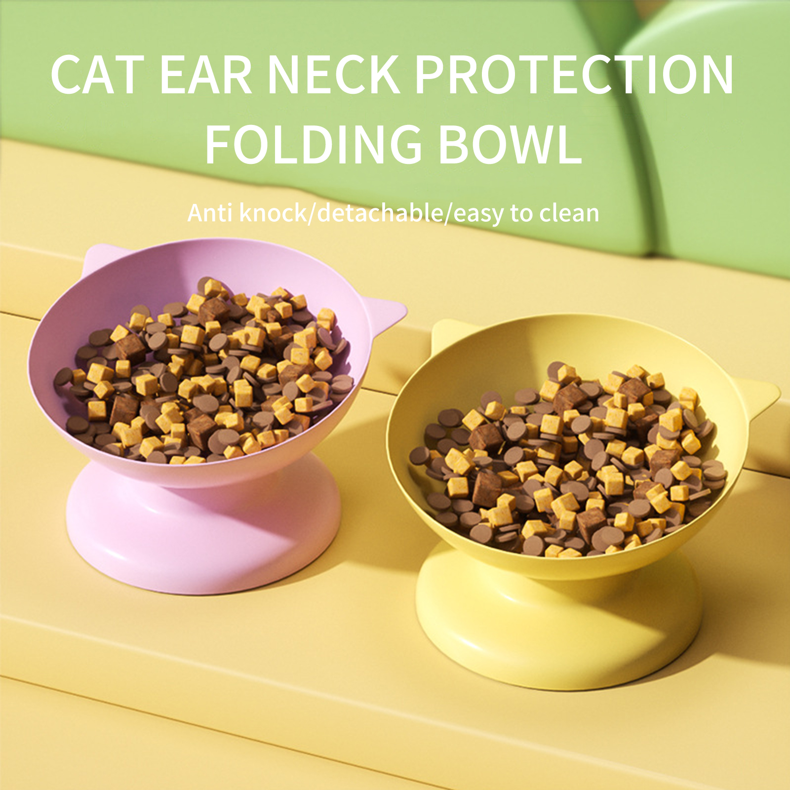 Macaron multi-color cat bowl pet bowl pet supplies high footed cat food bowl dog bowl plastic slanted mouth bowl