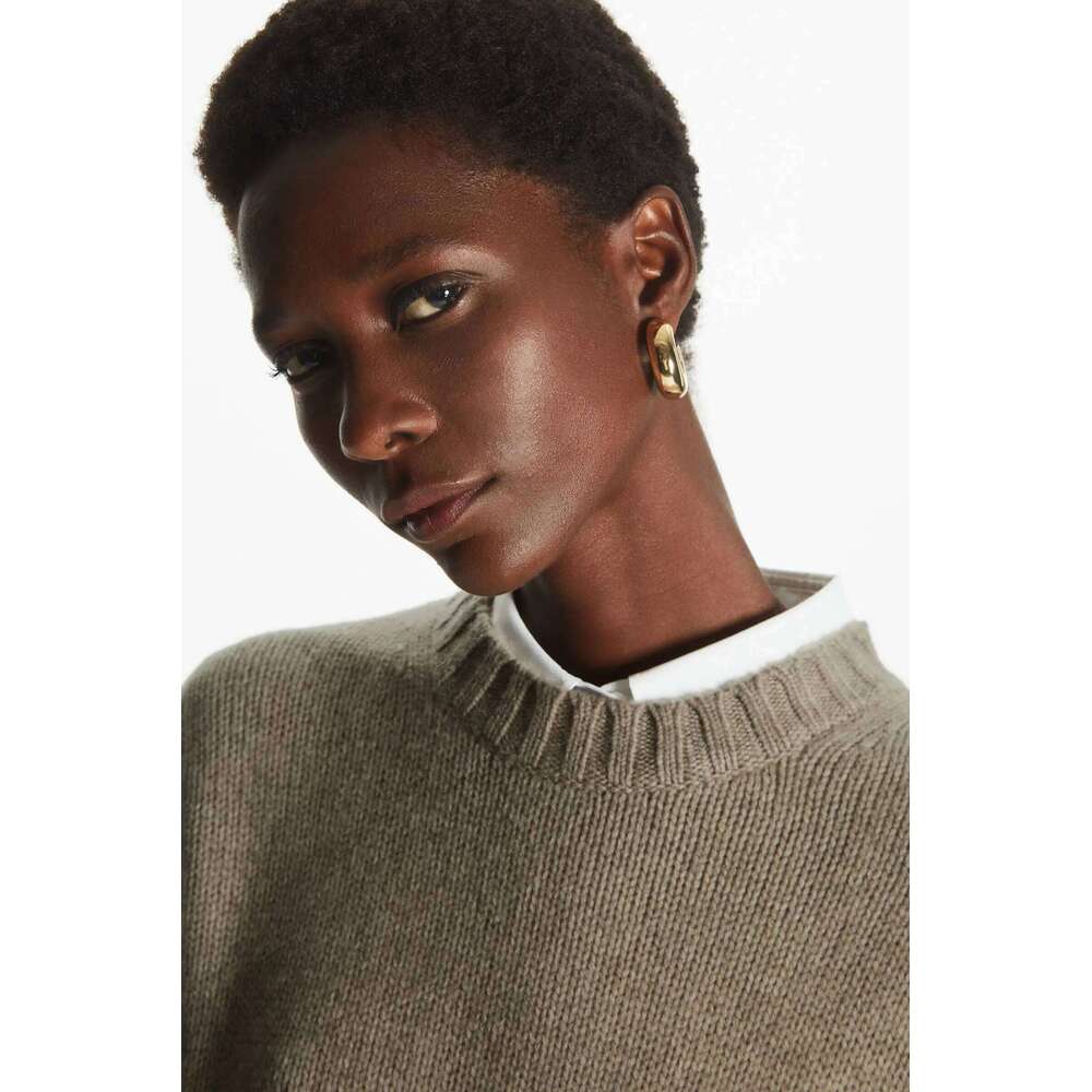 Ethereal MD 2025 Cos Winter New Style Of Ladies' Casual Loose-Fitting Round-Neck Off-The-Shoulder Wool Blend Sweater 250728