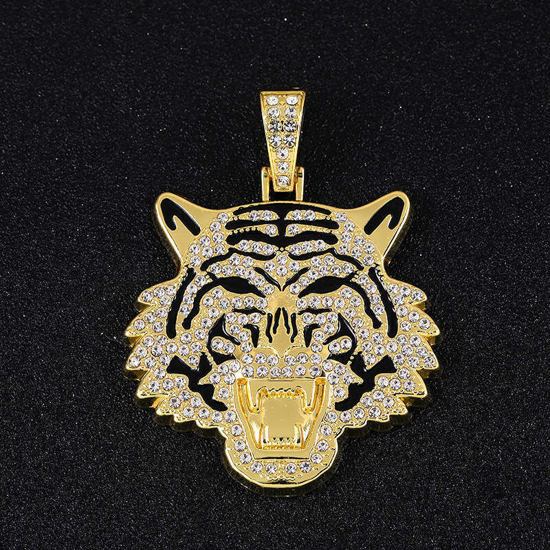 Pendant Tiger Head Inlaid Dia Personality Creative Hip-Hop Jewelry Accessory High Quality