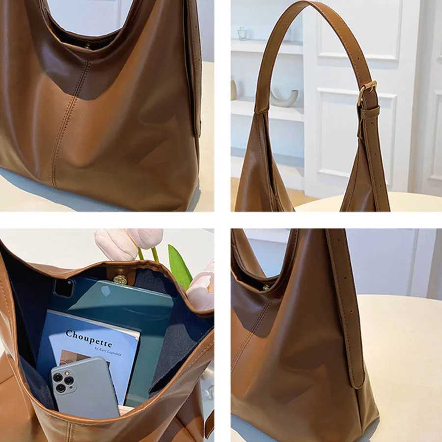 Trendy Casual Soft PU Mens Handbags Solid Color Large Capacity Womens Shoulder Bag Tote Bag for Shopping Y250730