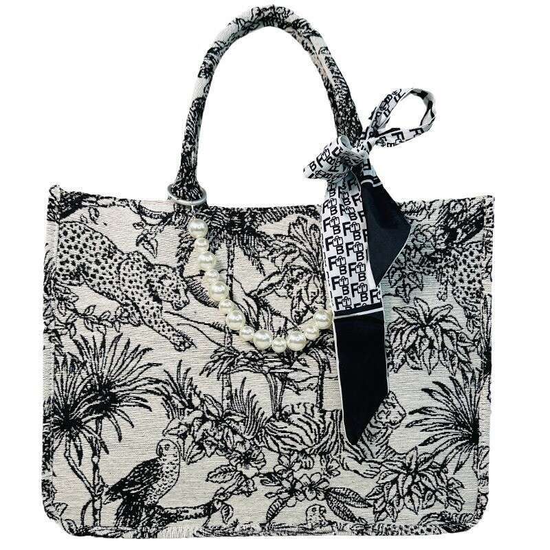 Women's Handbag Tiger Embroidery Tote 2024 Guangzhou High Quality Commuting Pearl Shoulder Bag