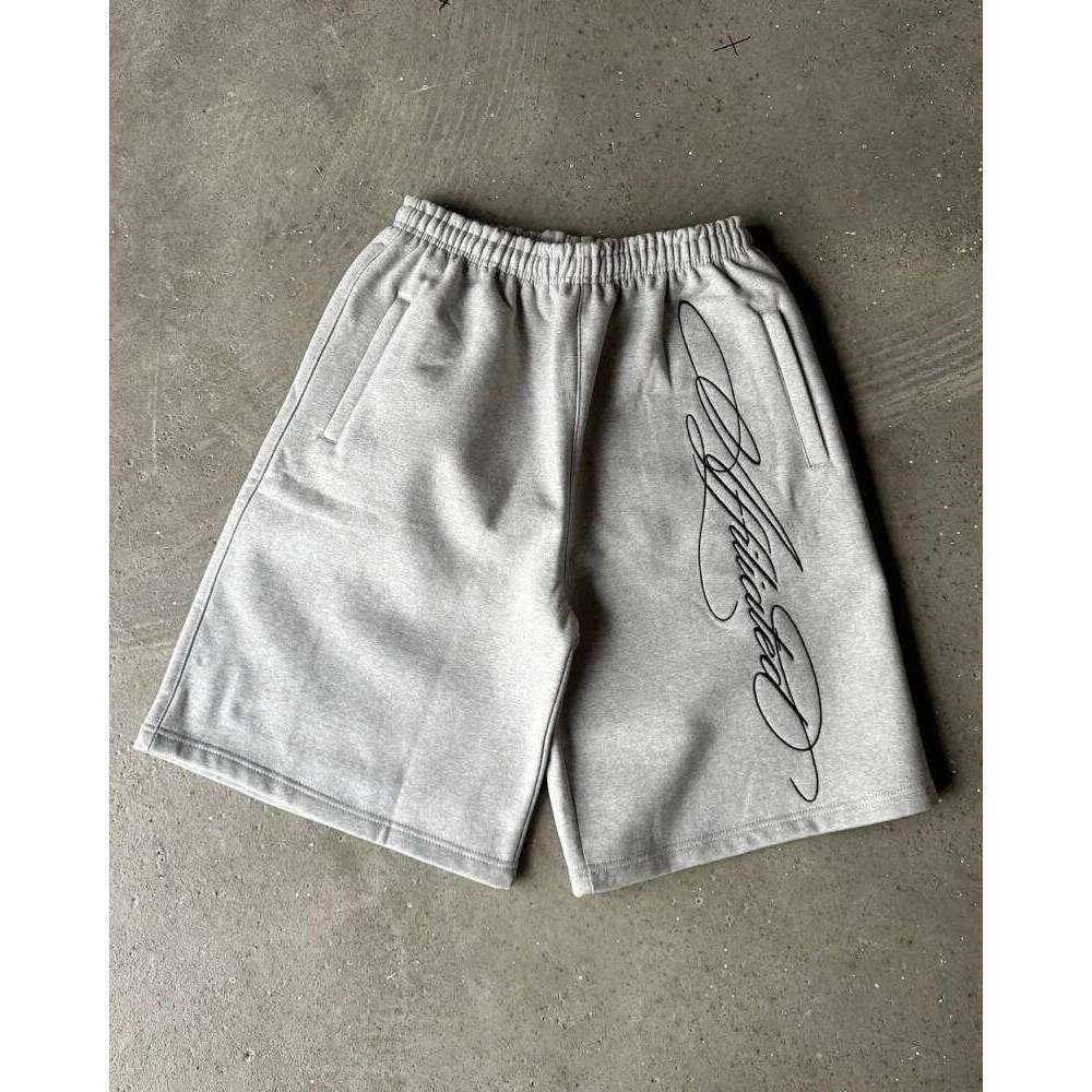 Retro Haruku Rock Oversized Shorts Men Y2k American High Street Trendy Brand Letter Printing Casual Loose Wide-Leg Pants Women