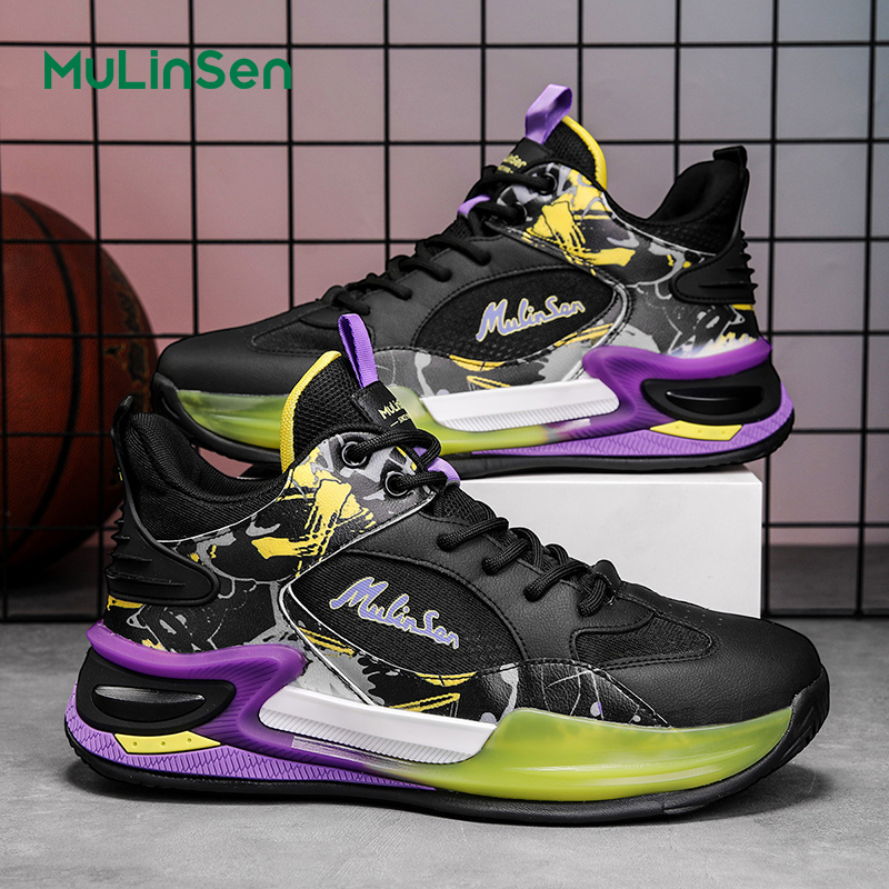 Mulinsen men's shoes summer mesh breathable basketball sports shoes men's shock absorption youth student casual trendy shoes