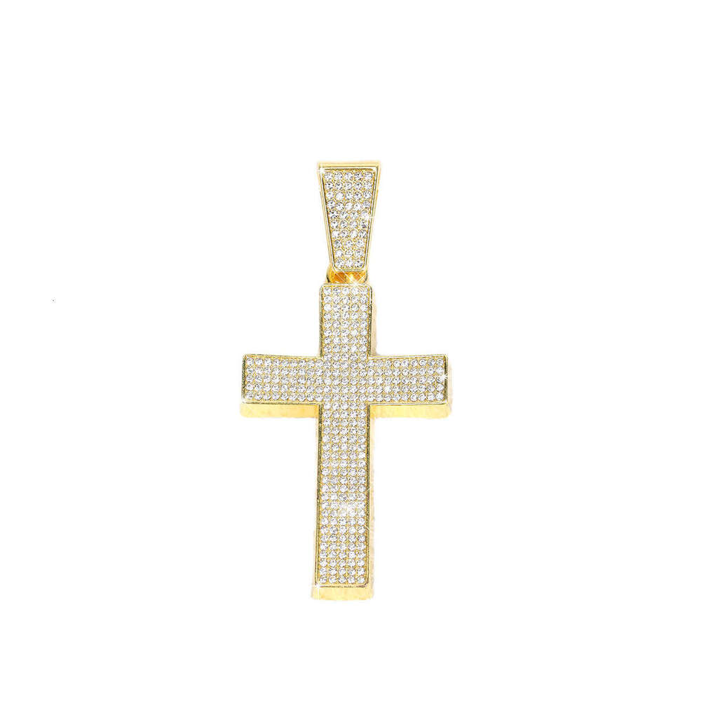 Hot Selling Hip-Hop Rap Trendy Exaggerated Personality Full Dia Cross Alloy Multi-Color Necklace Pendant