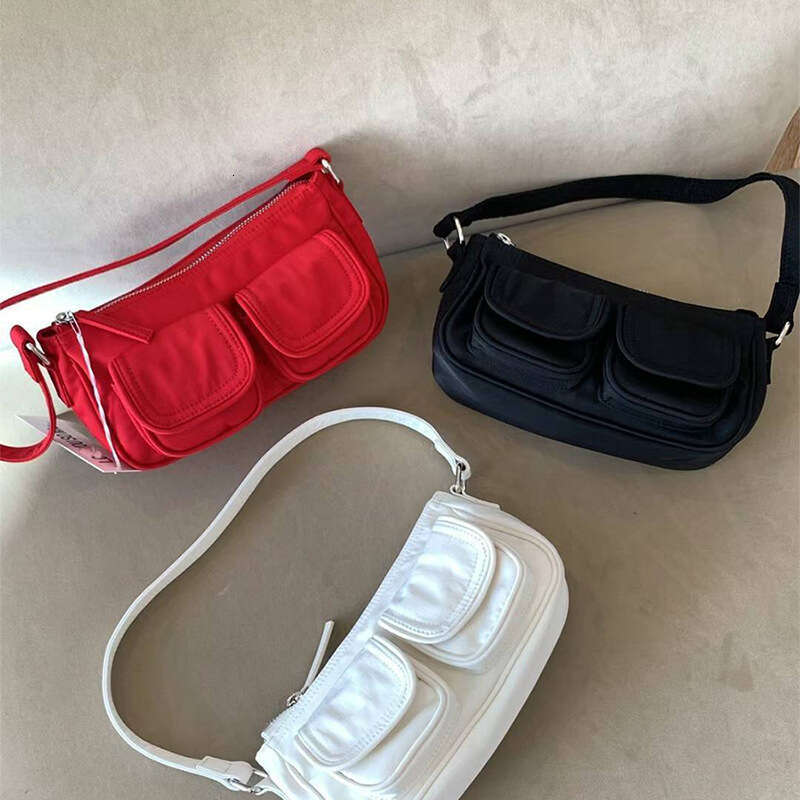 Korean INS New Niche Design Multi-Pocket Nylon Shoulder Underarm Bag Trendy Versatile Handbag