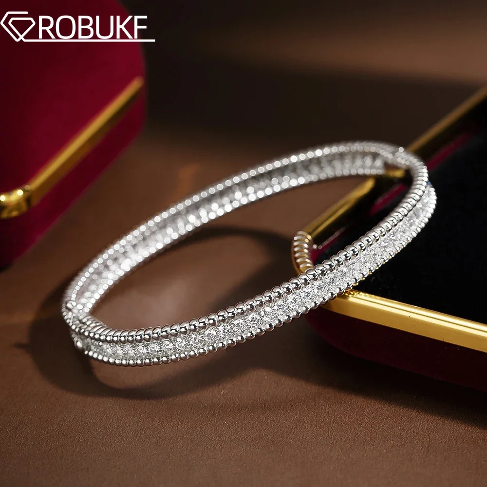 2mm Full Bracelets with GRA Certified 100% 925 Sterling Silver Plated 18K Gold Fine Jewelry Bangle For Women 250722