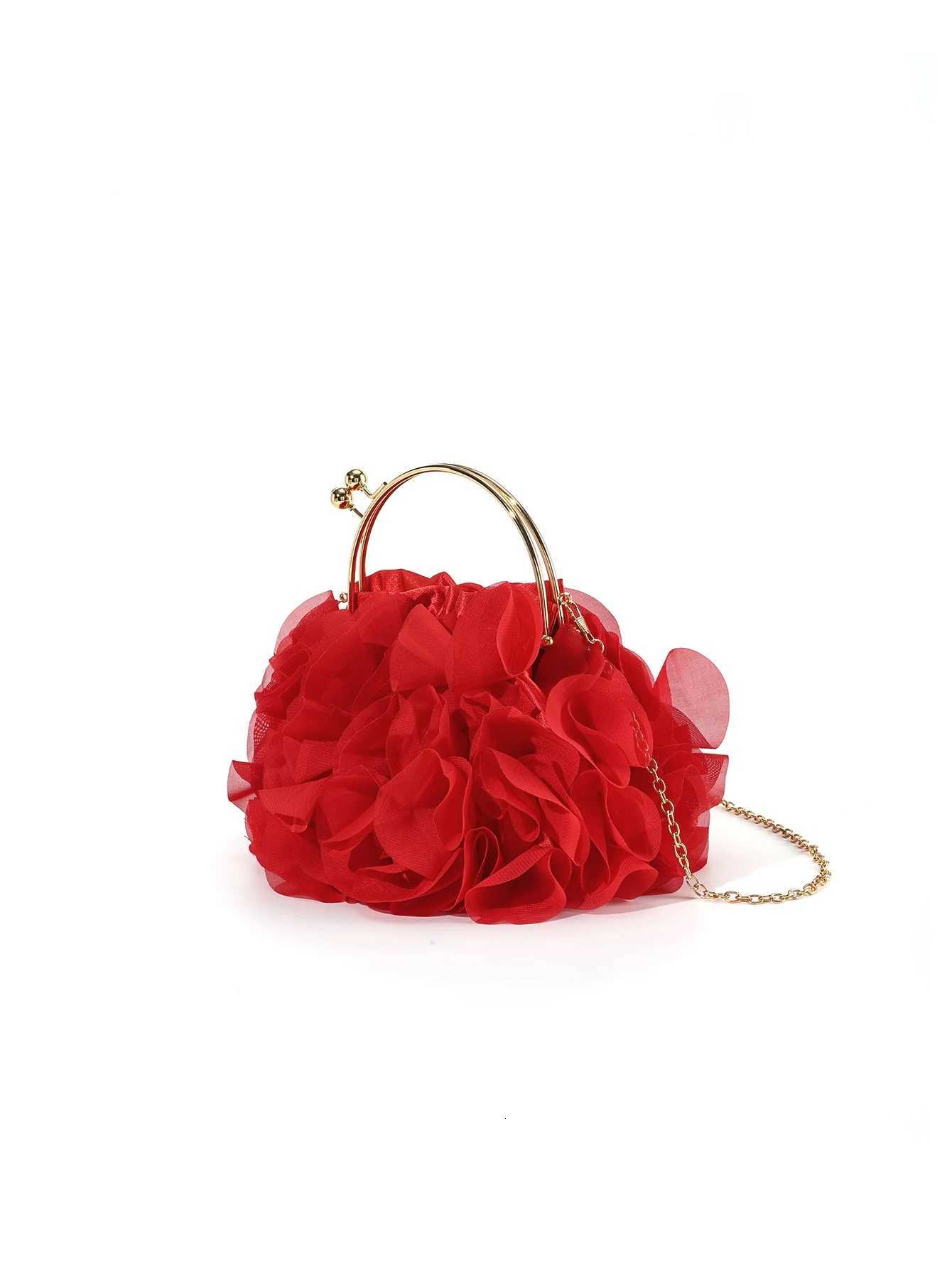Vintage Satin Floral Bride Party Evening Clutch Bag Women Wedding Purses and Handbags Shoulder Chain Bag Y250729