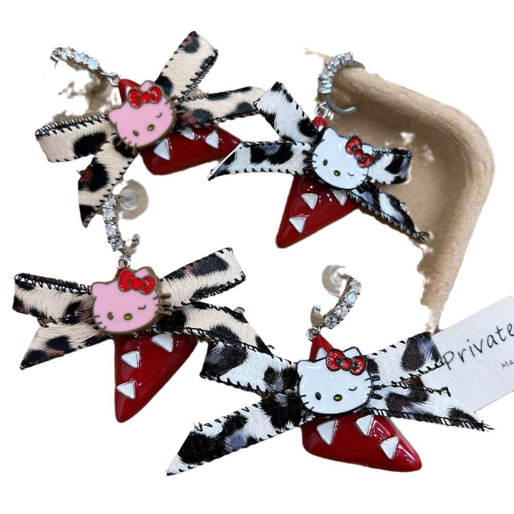 Leopard Print Dopamine Age-Reducing Y2 Cute Personality Creative Fashion Sweet Cartoon Earrings for Women c6f