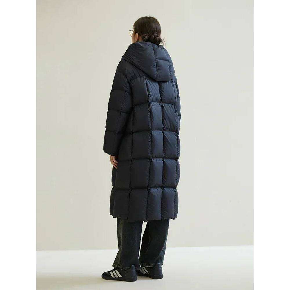 Designer Clothing 2025 DUSHU 274G Filling Capacity Hooded Jacket Winter Fashionable Simple Thicken Down Coats Black Women Casual Loose