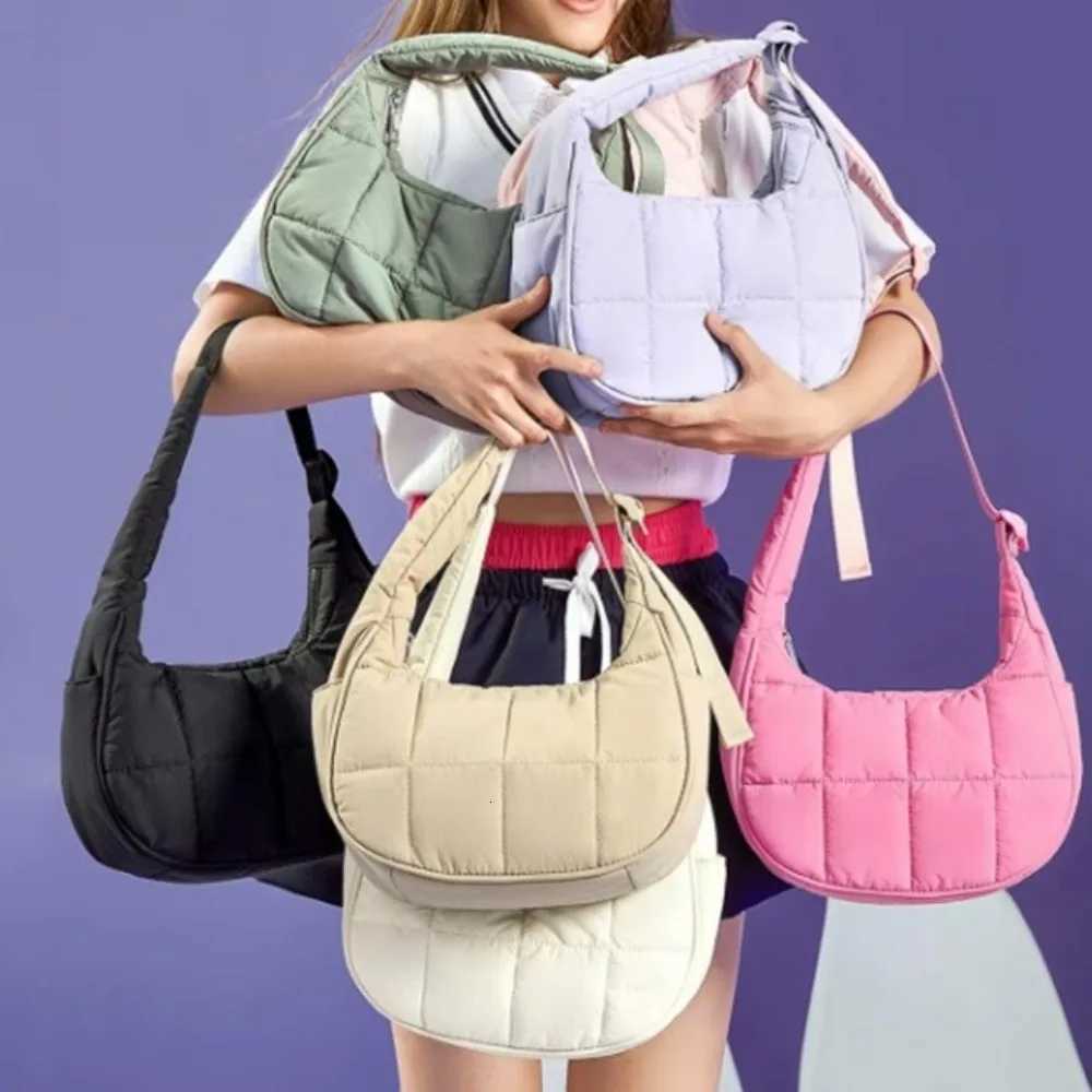 New Nylon Handbag Large Capacity Waterproof Underarm Bag with Adjustable Strap Puffy Puffer Shoulder Bag Woman Y250729