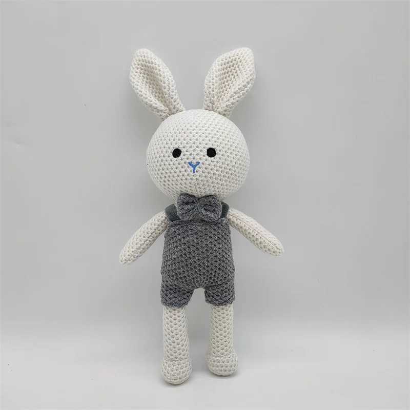1 pcs new handmade rabbit crochet wool doll wool animal stuffed plush toy baby soothing Knitted couple rabbit Cuddle Doll X250730