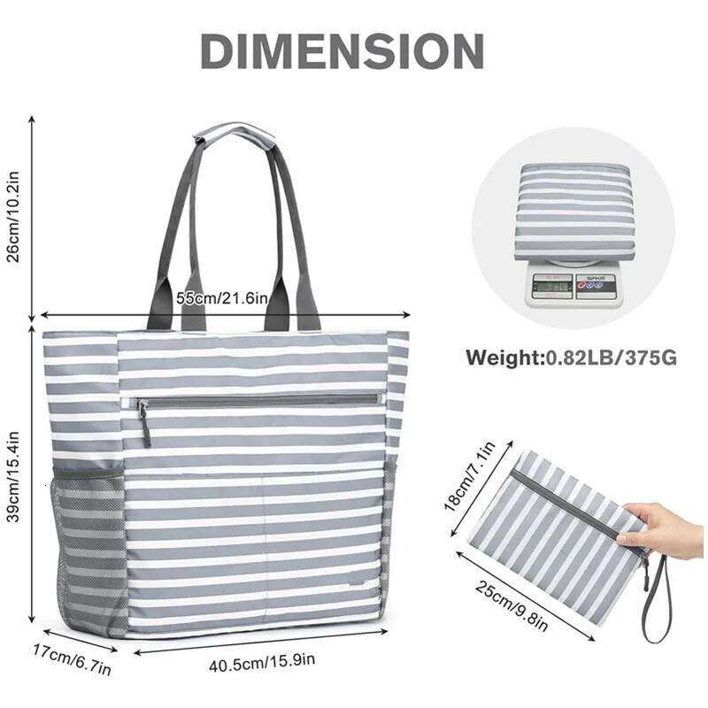 1Pcs Beach Tote Waterproof Foldable Large Capacity Lightweight Portable Travel Storage Bag For Outdoor Swimming Vacation