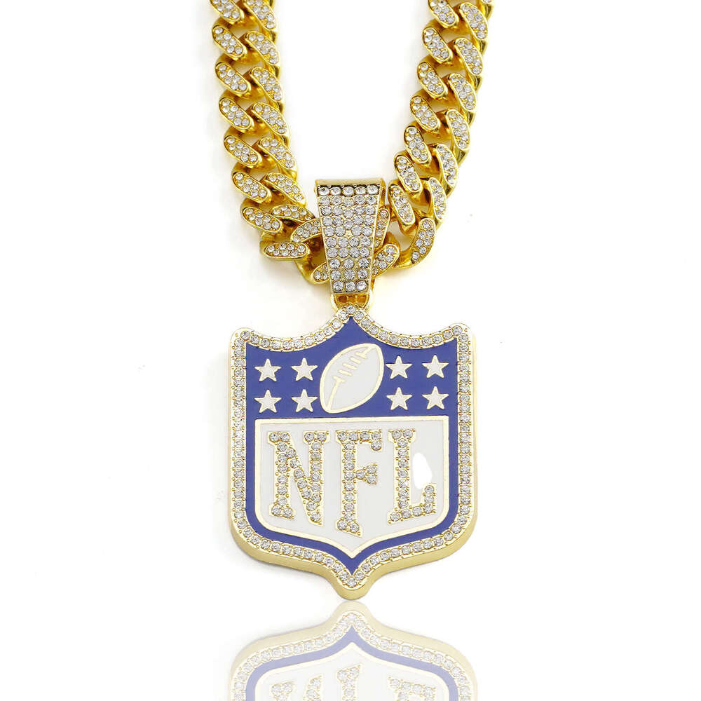 Hot Selling Men and Women Punk Hip Hop Cuban Chain fashion Personality Full Dia Shield Pendant Necklace