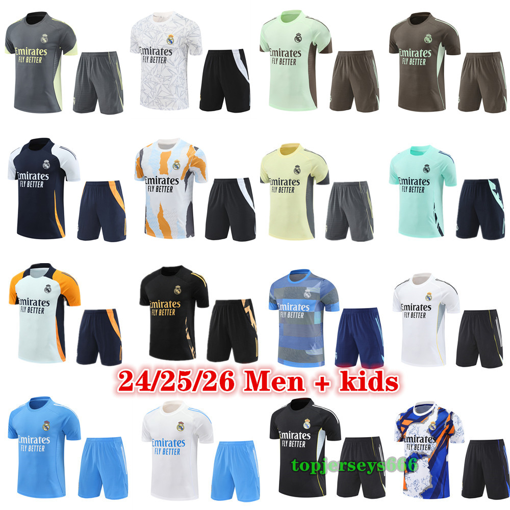 2025 2026 Madrids tracksuit Short sleeved training men and kids soccer shirt shorts 24 25 26 football shirts kits maillot foot camiseta futbol