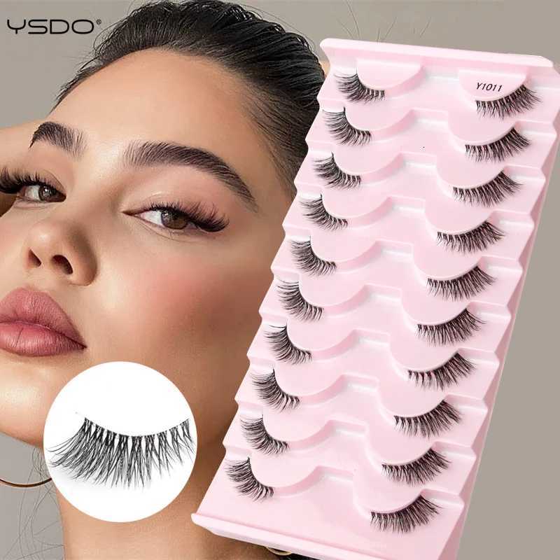 3/5/10 Half Eyelashes Soft Natural Cat Eye Lashes Makeup Tool Extension Fluffy Faux Cils Makeup Half Lashes Z250730