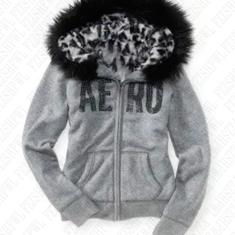 2K Hoodies Clothes Women Aesthetic Harajuku Fur Collar Leopard Print Zip Up Graphic Retro Hip Hop Punk Streetwear EGirl 250729