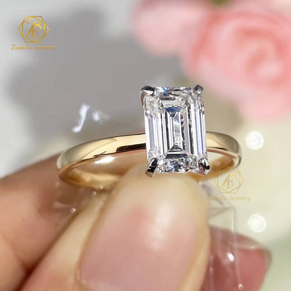 2025 NEW IGI Solid 14K 18K Gold 2CT D VS1 Emerald Cut Lab Diamond Rings Wedding Diamond Engagement Ring for Her