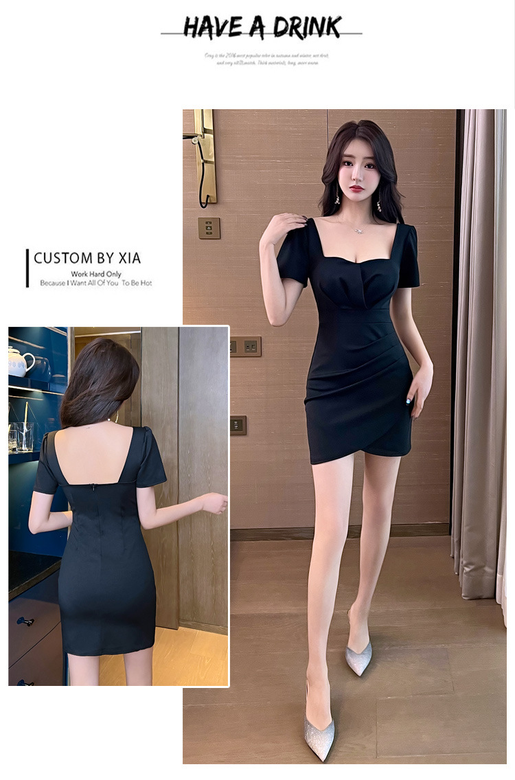 Women's low-cut waist, thin, hip-wrapped short skirt, sexy dress