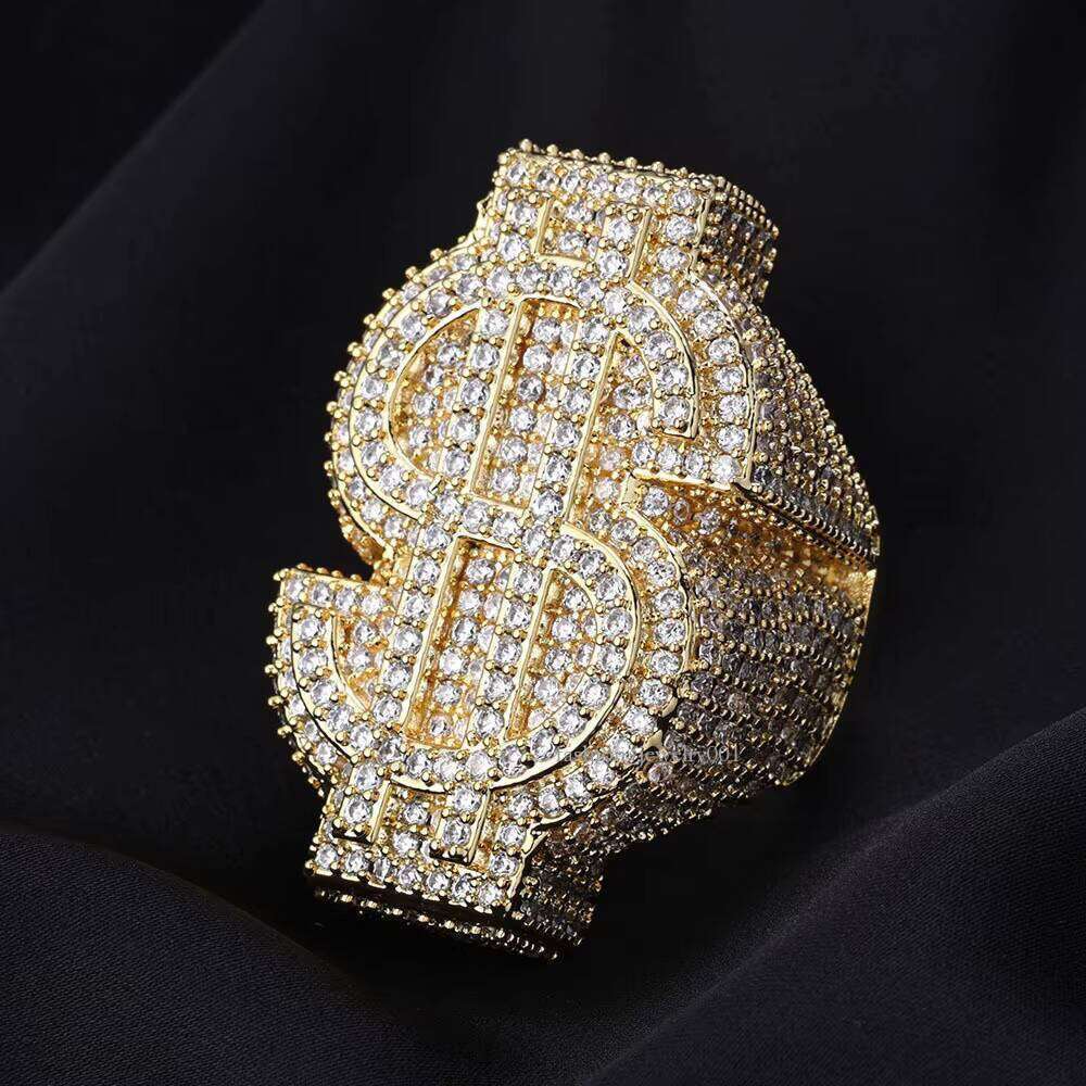 XY Men's Hip-Hop Style Silicon Stone Ring with Zircon and Dollar Sign Ice-Cold Passed Tester