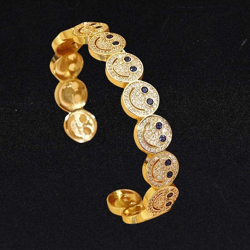 Hot-selling Multi-color Smiley Face Copper Micro-inlaid Zircon Creative Design Bracelet