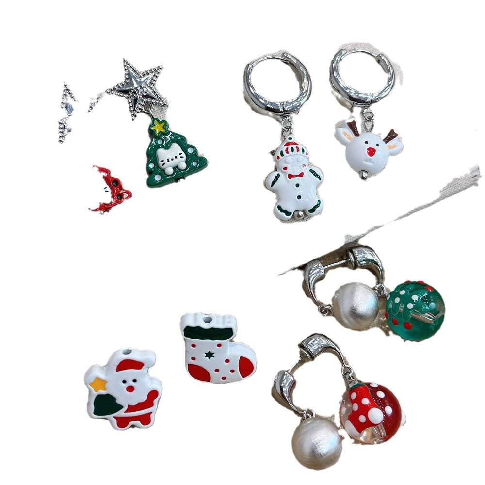 Christmas Series Cute Snowman Elderly Sweet Atmosphere Niche Versatile Design Personality Playful Earrings 56f