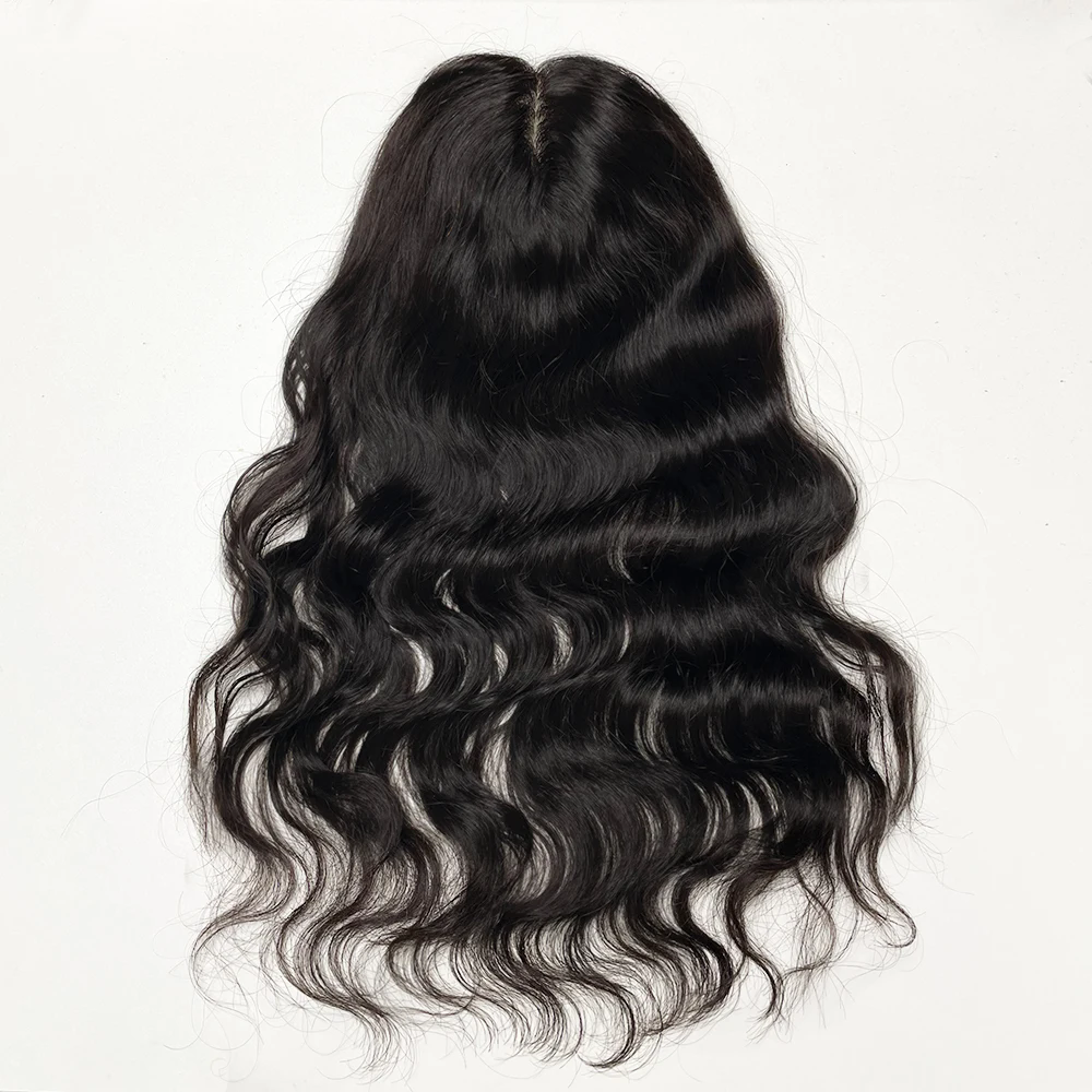 Wavy Silk Skin Base European Virgin Human Hair Topper for Women Natural Wavy Hair Topper Available in 3 Sizes Silk Base 15x16cm