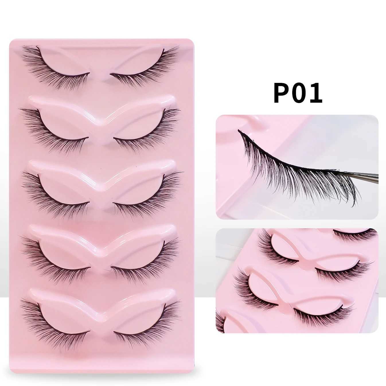 5 Pairs Cat Eye Lashes Makeup Wholesale Natural Look End Eye Elongate Fox Eye Faux Mink Lashes Z250730