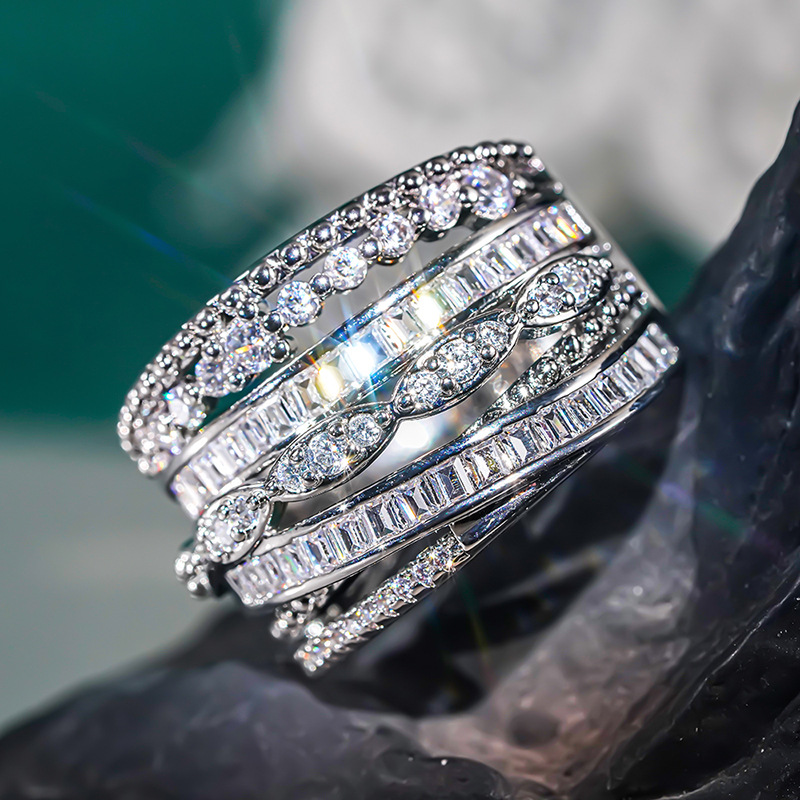 Choucong Handmade Gorgeous Luxury Jewelry 925 Sterling Silver Fill Princess Cut White Topaz CZ Diamond Gemstones Geometry Party Promise Women Engageme