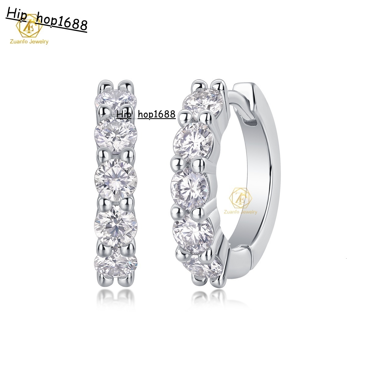 Wholesale Fine Jewelry 925 Sterling Silver Huggie Earrings 0.1Ct Lab Grown Moissanite Gold Plated Hoop for Anniversaries Parties
