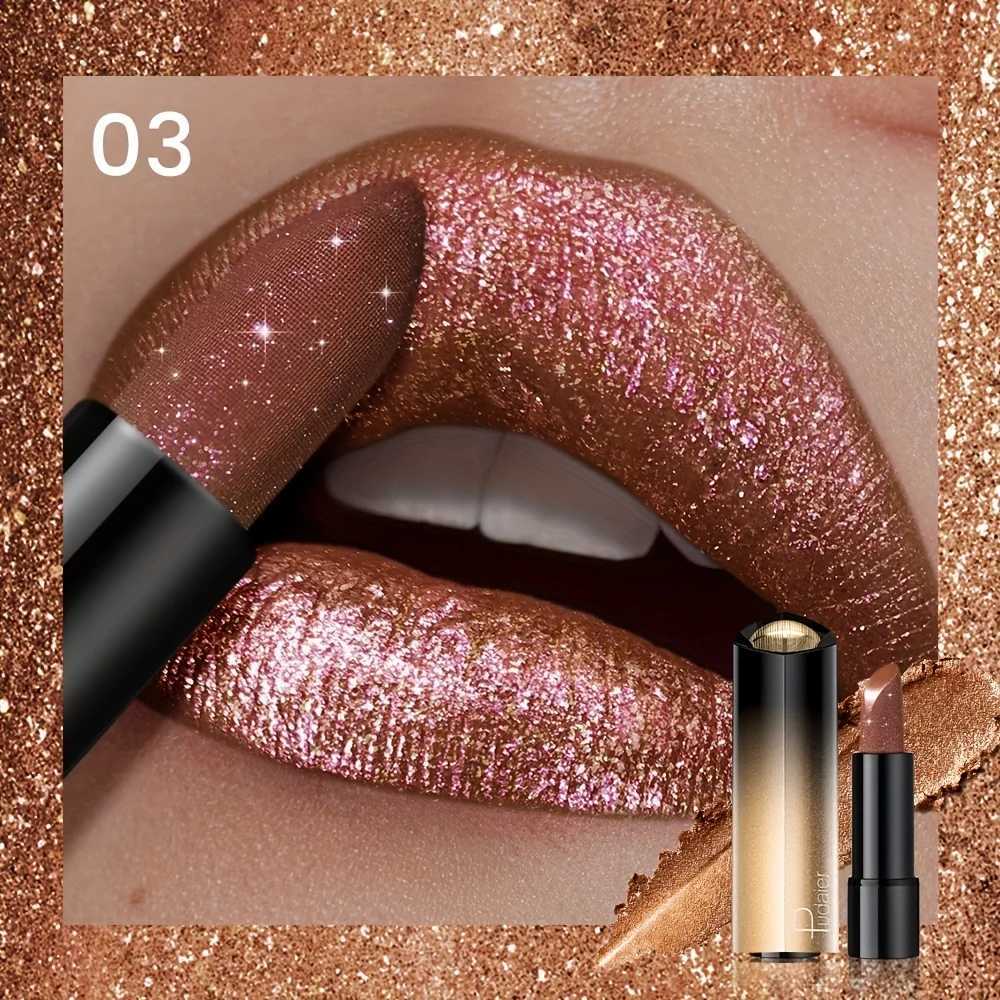 Pressable Pearlescent Glitter Lipstick - Crushed Shine Softens Lip Lines Glitter Lip Gloss Creamy Texture G250729