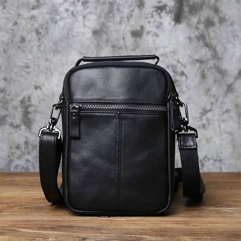 New Leather Top Layer Cowhide Casual High-End Small Shoulder Trendy Men's Bag For 8 Inch Ipad NZPJ