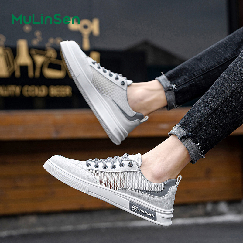 Mulinsen summer breathable men's shoes mesh hollow thin high-end slip-on lazy driving casual dad mesh shoes