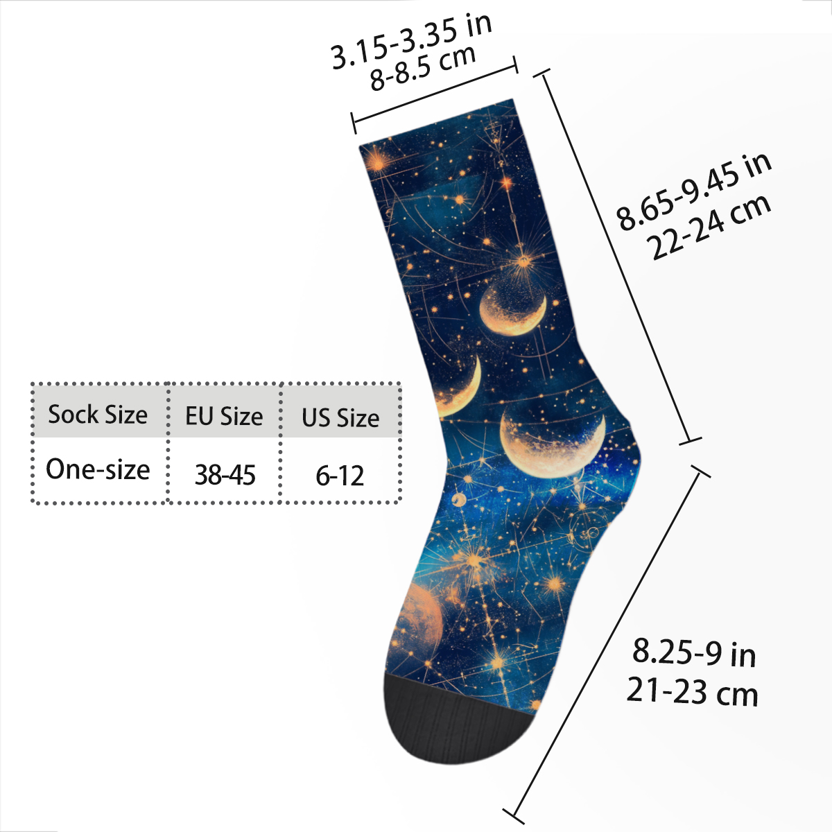 Celestial Moon Star Map Unisex Tube Socks C104