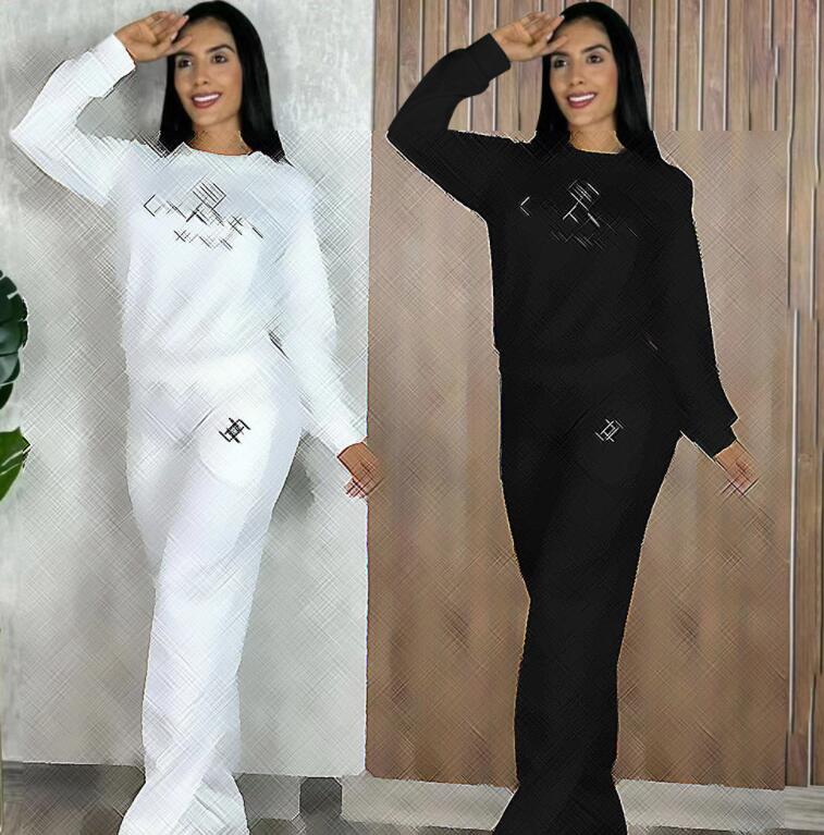 Designer brand womens two-piece set 2025 autumn new fashionable and sexy long sleeved embossed set embroidered pocket wide leg womens set