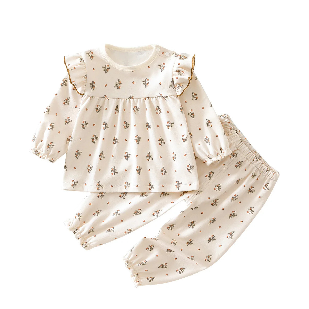 Pure Cotton Baby Suit Autumn Printed Floral Baby Girls Home Suit Baby Clothes 2PCS Long Sleeve Clothes Pajamas 250729