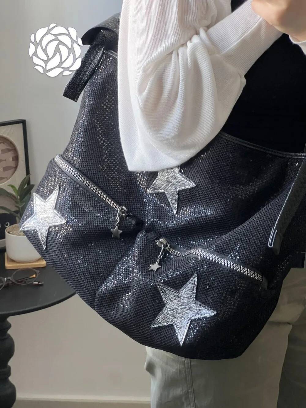 Large Capacity Casual New Star Shoulder Bag Spice Girls Sequin Vintage Women Totes Commuter Personalized Korea Single-Shoulder