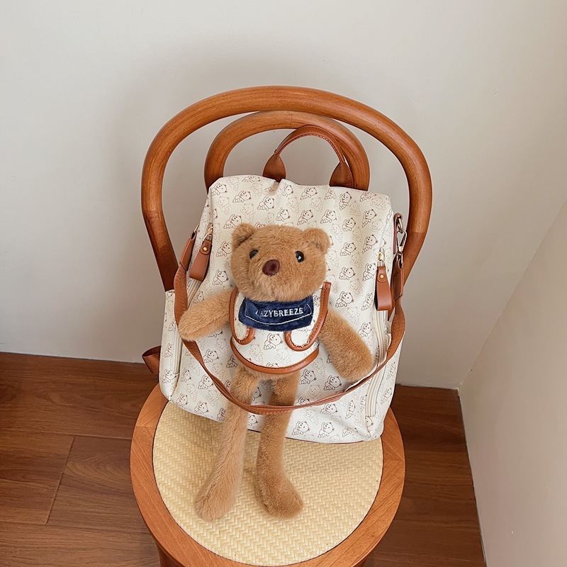 2025 Designer's New Large Capacity Backpack Fashionable Multi functional Cute Little Bear Commuter Bag