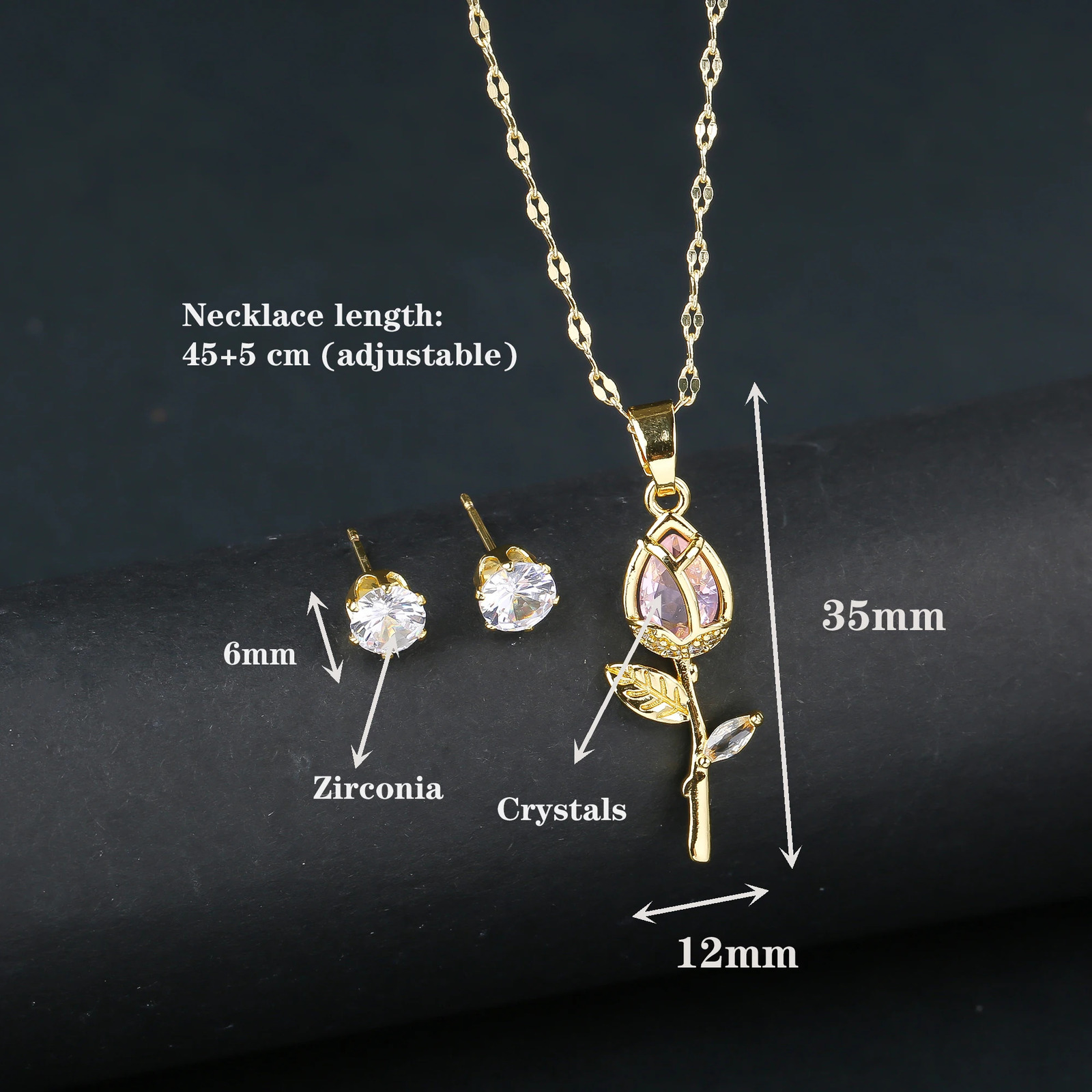 Light Zircon Tulip Flower Pendant Necklace for Women Elegant Clavicle Chain Fashion Party Jewelry Friendship Gift 250729